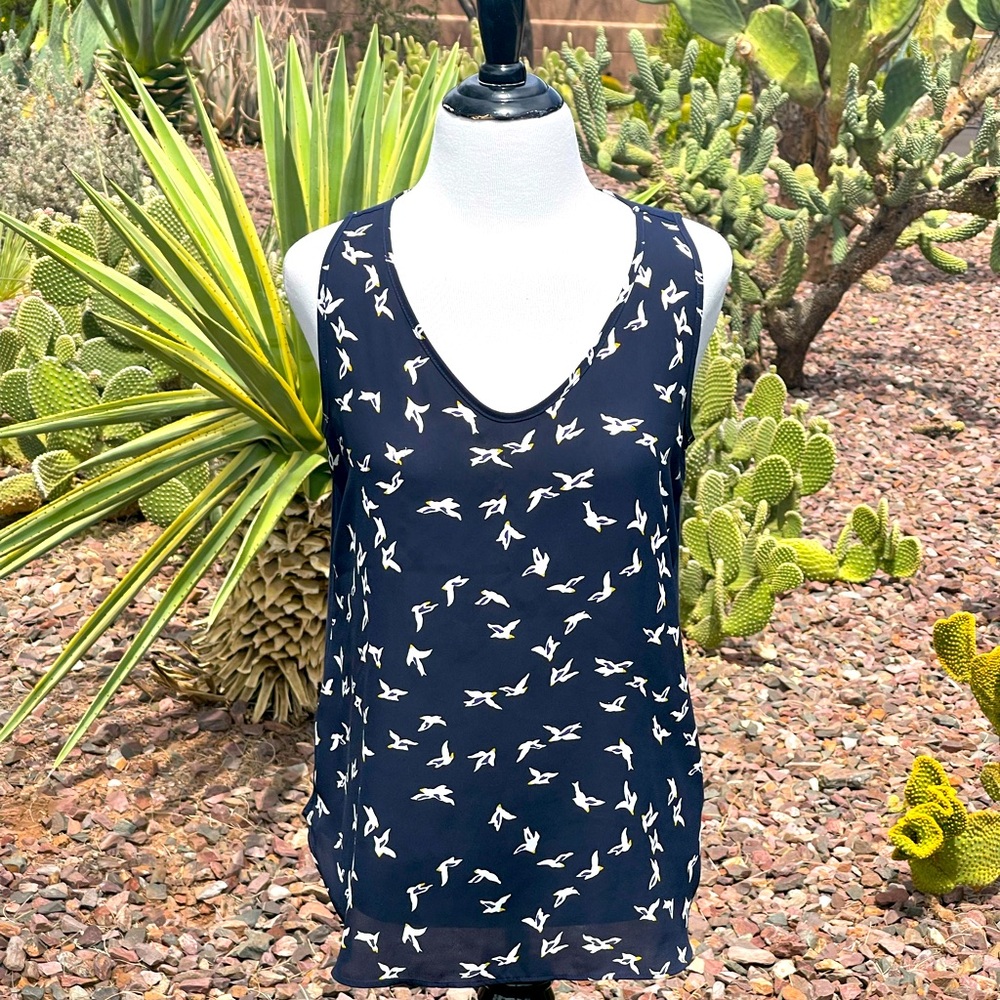 LOFT -  Navy blue Pattern Tank Top